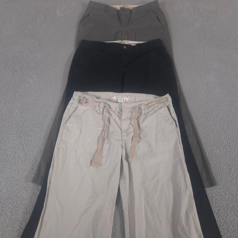VINTAGE LOT 3 Old Navy Pants Womens‎ 12 Long Bootcut Wide Leg Cotton Khakis Y2K